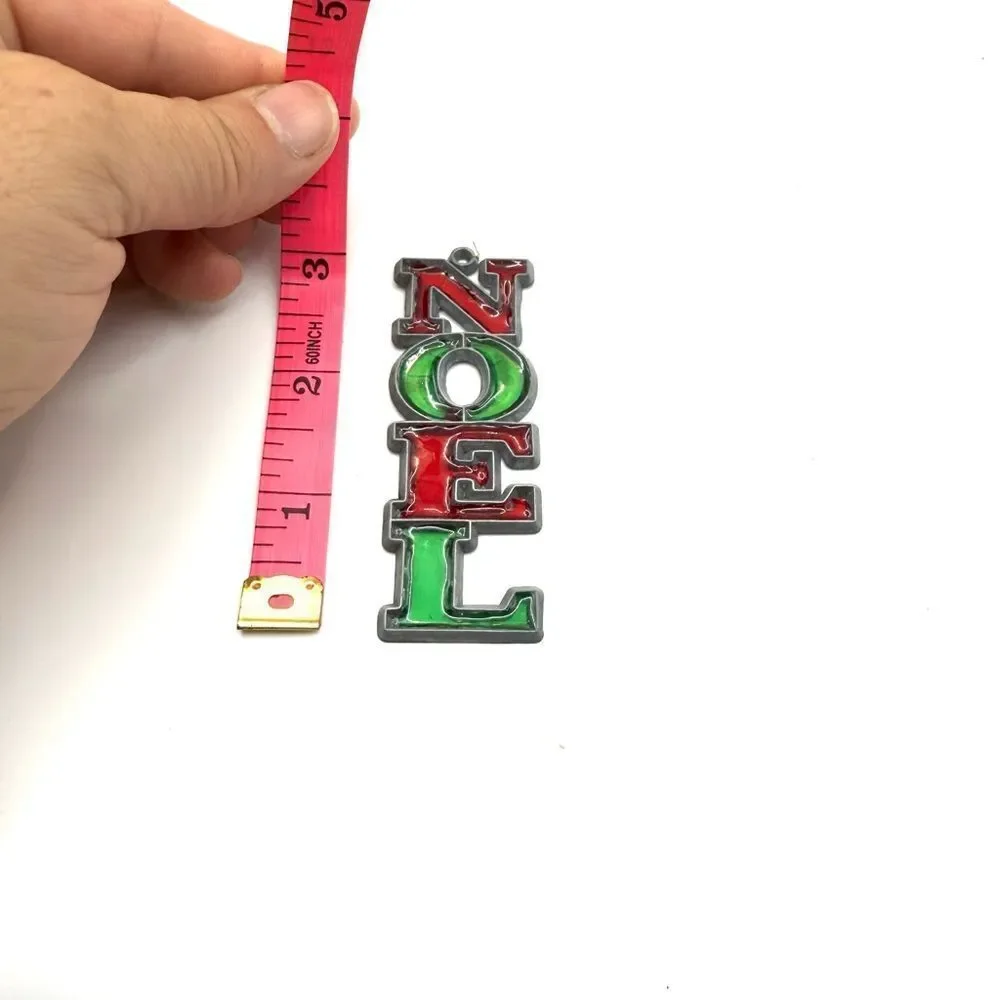 Vintage Noel Glass Stained Glass Christmas Tree Ornament